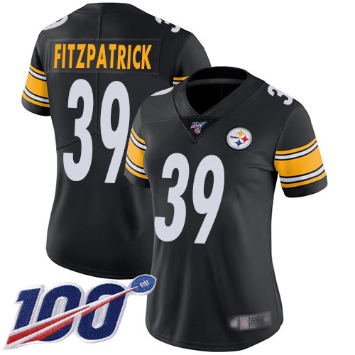 Women Pittsburgh Steelers Football 39 Limited Black Minkah Fitzpatrick Home 100th Season Vapor Untouchable Nike NFL Jersey